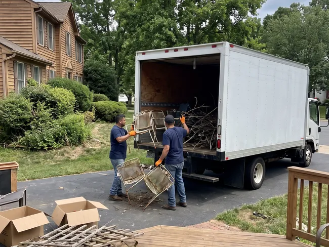 Junk removal crew at a home in Lake Ridge, VA