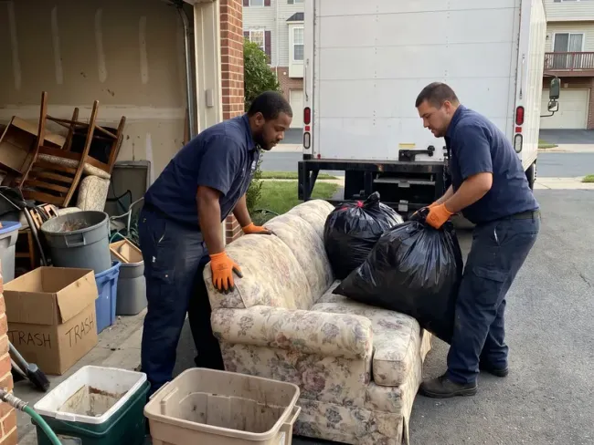 Crew hauling old furniture from a Woodbridge home